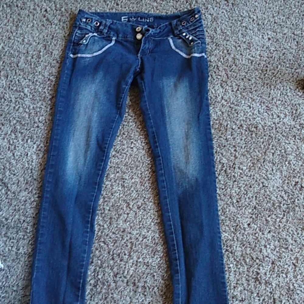 Skinny blue denim jeans